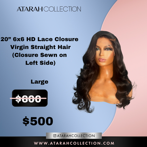 Ready to SLAY Crown 20” HD  6x6  Lace Closure Virgin Straight Hair STYLED (LEFT SIDE)