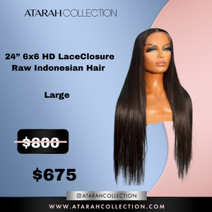 Ready to SLAY Crown 24” HD  6x6  Lace Closure Raw Indonesian Hair