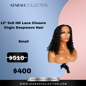 Ready to SLAY Crown 12” HD  6x6  Lace Closure Virgin Deepwave Hair