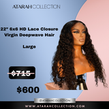 Ready to Ship Crown 22” HD 6x6  Lace Closure Virgin Deepwave Hair
