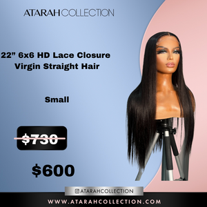 Ready to SLAY Crown 22” HD  6x6  Lace Closure Virgin Straight Hair