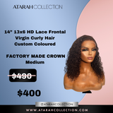 Ready to Ship Crown 12” Transparent  13x6  Lace Frontal Virgin Curly Hair (CUSTOM COLOURED)