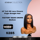 Ready to Ship Crown 10” HD  5x5  Lace Closure Virgin Straight Hair
