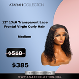 Ready to Ship Crown 12” Transparent  13x6  Lace Frontal Virgin Curly Hair