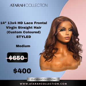 Ready to Slay Crown 14" 13x4 HD Lace Frontal Virgin Straight Hair (Custom Coloured) STYLED