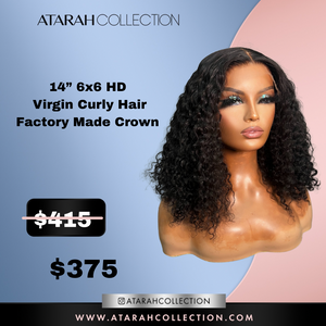 14” HD 6x6 Virgin Curly Factory Made Crown