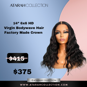 14” HD 6x6 Virgin Bodywave Factory Made Crown