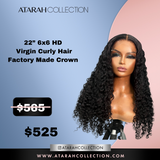 22” HD 6x6 Virgin Curly Factory Made Crown