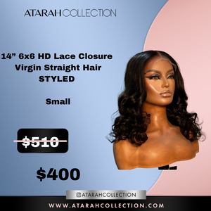 Ready to Slay Crown 14" 6x6 HD Lace Closure Virgin Straight Hair STYLED