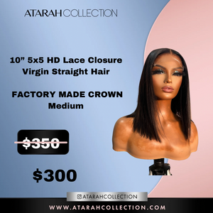 Ready to SLAY Crown 10” HD  5x5  Lace Closure Virgin Straight Hair