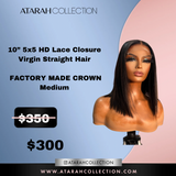 Ready to Ship Crown 10” HD  5x5  Lace Closure Virgin Straight Hair