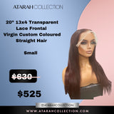 Ready to Ship Crown 20" 13x4 Transparent Lace Frontal Virgin Custom Coloured Straight Hair