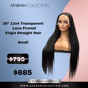 Ready to Ship Crown 26" 13×4 Transparent Lace Frontal Virgin Straight Hair