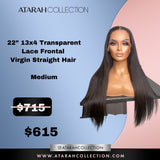 Ready to Ship Crown 22" 13×4 Transparent Lace Frontal Virgin Straight Hair