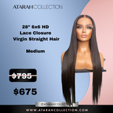 Ready to Ship Crown 28" 6x6 Lace Closure Virgin Straight Hair