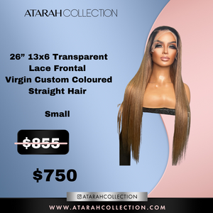 Ready to Ship Crown 26" 13x4 Lace Frontal Virgin Custom Colour Straight Hair